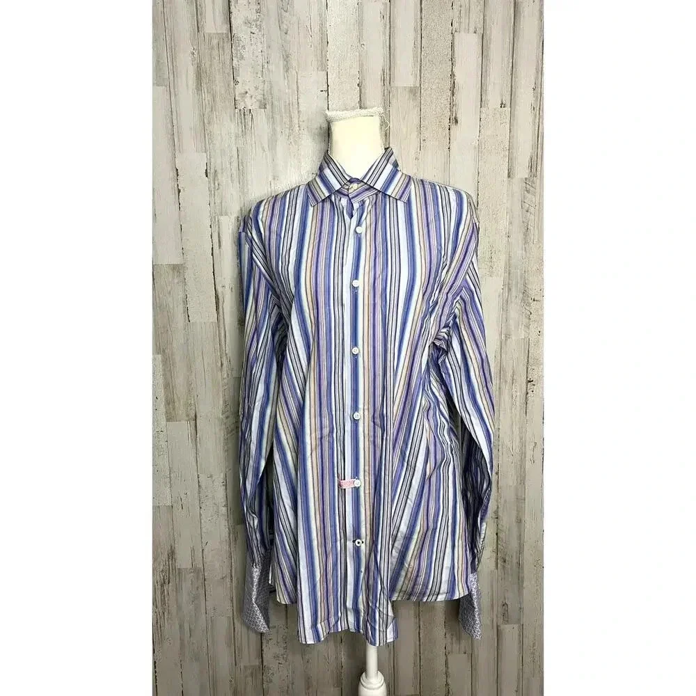 Banana Republic Men's‎ Size Large 16-16.5 Multicolored Striped Button-Down Shirt